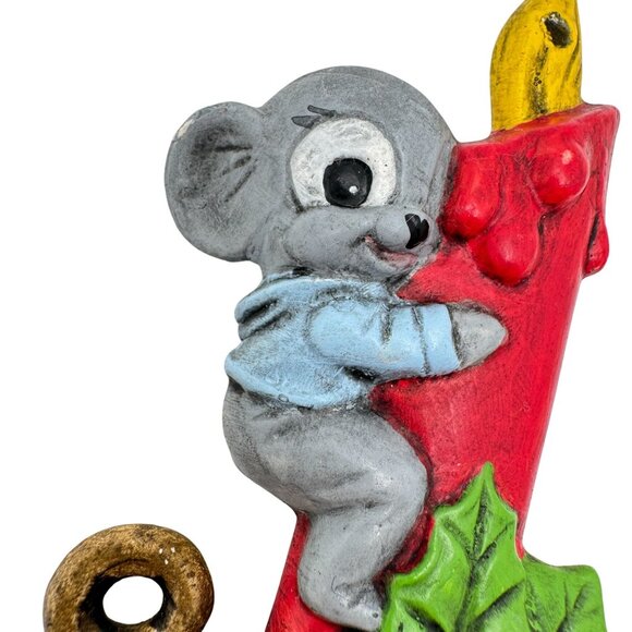 Vtg 5 Pc Hand-Painted Christmas Mouse Ornaments Ceramic Holiday Tree - Picture 4 of 12